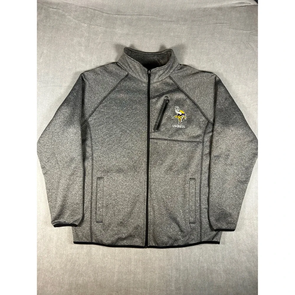 NFL Minnesota Vikings Full Zip Jacket Mens XL Gray Fleece Lined Performance Coat